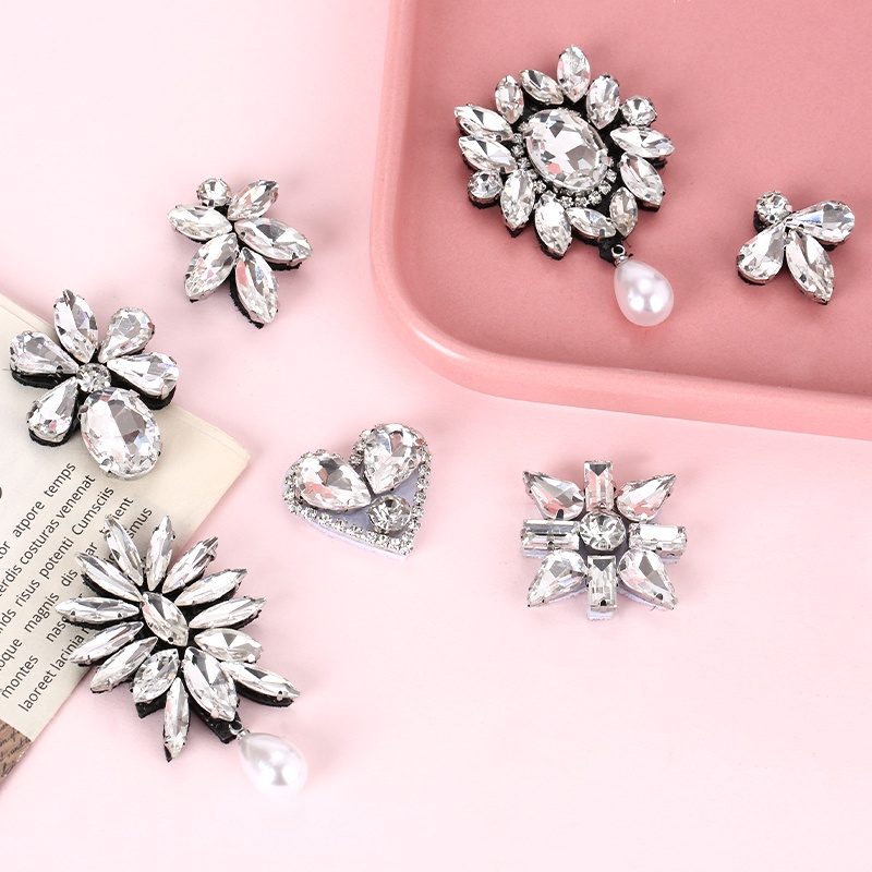 Qiao Crystal Rhinestone Sewing on or Glue on Flowers Patch For Wedding ...