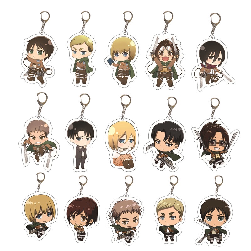 Attack On Titan Keychains Japan Anime Levi Ackerman Eren Jaeger Keyring ...