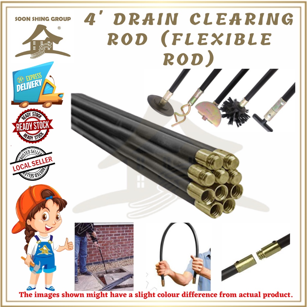 1 Pieces Drain Clearing Rod (4feet) / Pipe Cleaning Rod ( FLEXIBLE ROD
