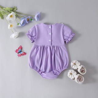 Baby Newborn Clothing Purple Short Sleeve Flower Girl Bodysuit Hundred ...