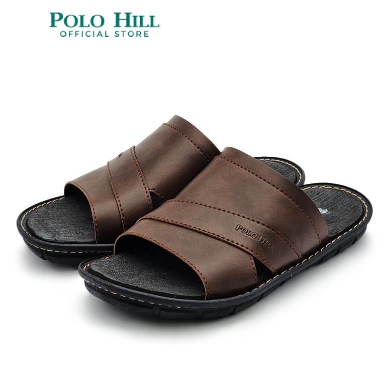 POLO HILL Men Casual Slide Sandals PMSSMS443 (Black/Brown) Shopee
