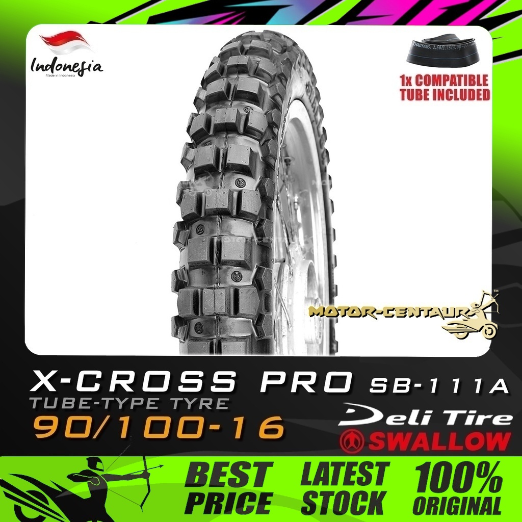 TAYAR KOMBO DELI/SWALLOW TYRE SB111A X-CROSS PRO 90/100-16 WITH FKR ...
