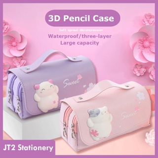 LEDAI Kawaii Sanrio Pencil Bag Hello Kitty My Melody Cartoon Cute Melody Multifunctional Large-capacity Double-Layer Stationery Box, 4