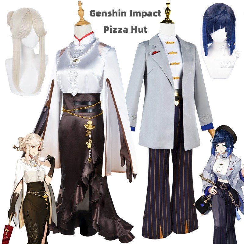 Genshin Impact Ningguang Yelan Pizza Hut Cosplay Wig Cosplay Anime Game