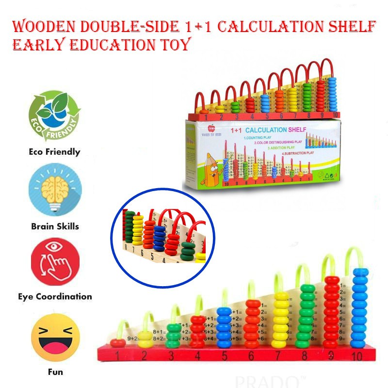 Math Learning Wooden DoubleSided 1+1 Calculation Shelf with Counting