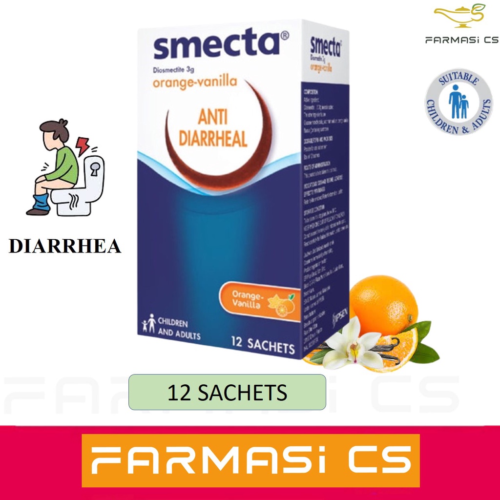 Smecta AntiDiarrheal Powder Diosmectite Orange Vanilla 3g x 12 sachets EXP01/2026 [Diarrhea