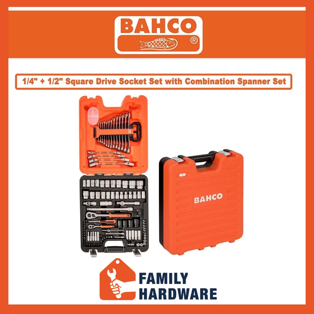 BAHCO S106 1/4" and 1/2" Square Drive Socket Set with Combination