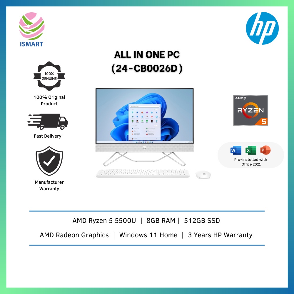 Hp Aio Desktop Pc Cb D Fhd Ryzen U Gb Gb Ssd