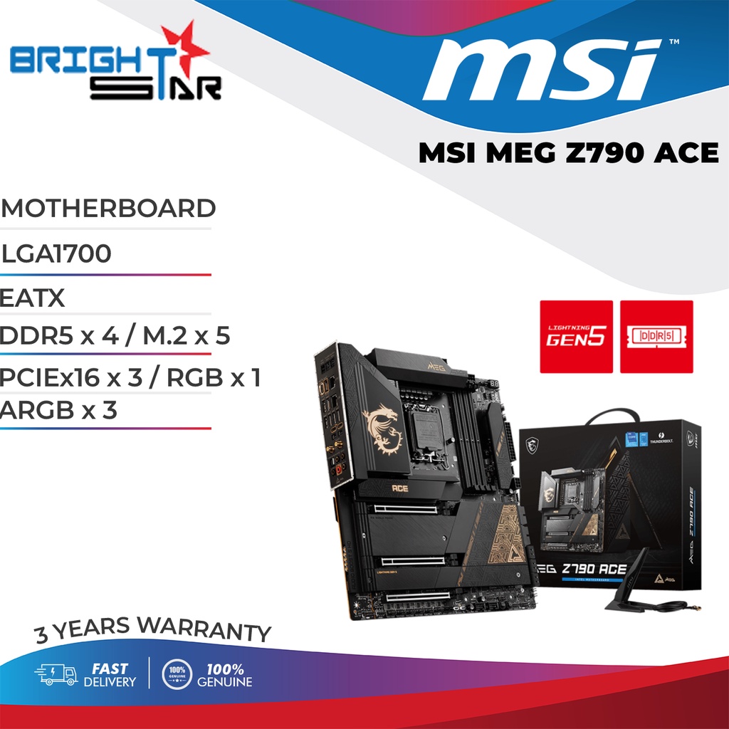 MSI MEG Z790 ACE LGA1700 EATX DDR5 MOTHERBOARD | Shopee Malaysia