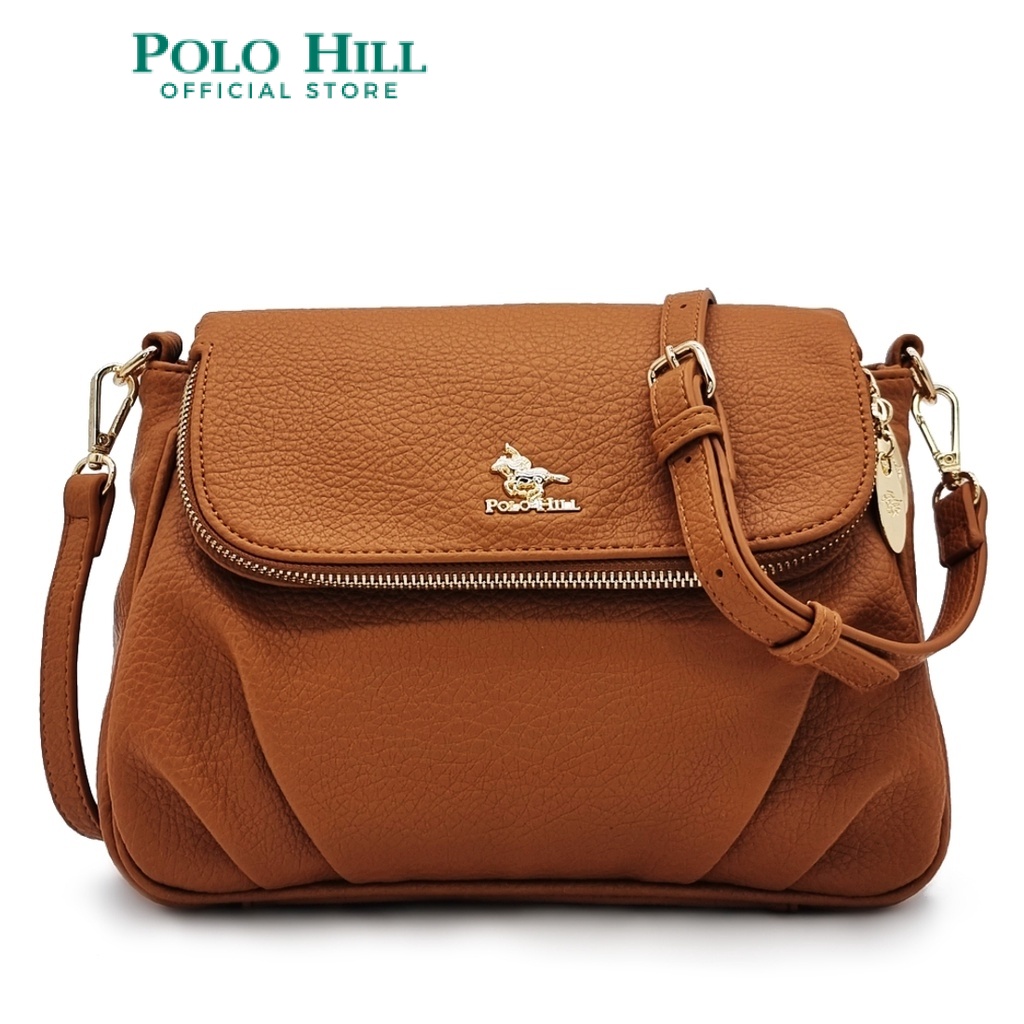 POLO HILL Ladies Furrow Zipper Flap Crossbody Sling Bag PHCHB2085 (Brown) Shopee Malaysia