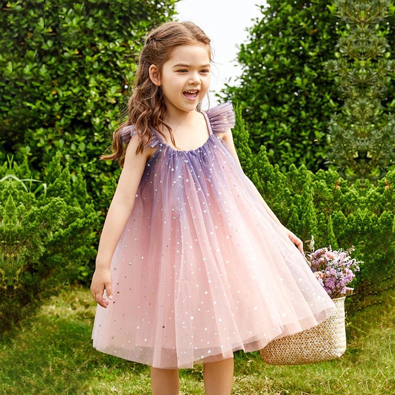 WFRV Summer Girl Dress Birthday Party Girls Dress Elegant Princess Sling  Tulle Dress Children Holiday Casual Dress Baby Fashion Dress