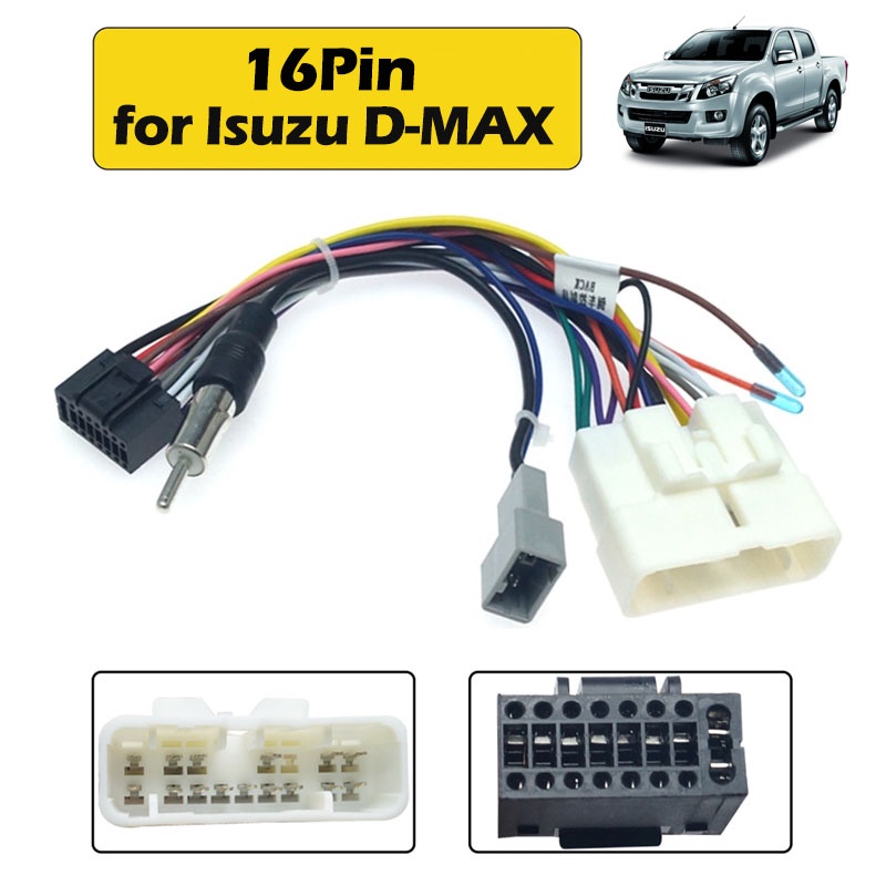 16Pin Car Head Unit Wire Harness Adapter Car Radio Power Connector for