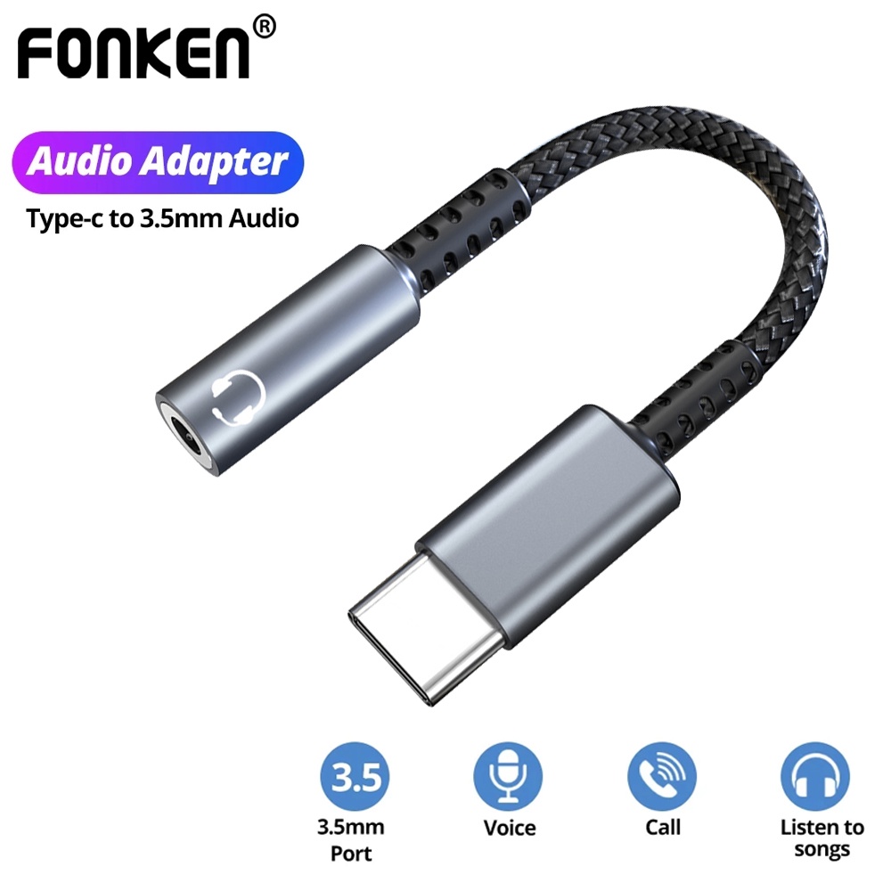 Fonken Type C to 3.5mm Jack Earphone Adapter USB C to 3.5mm Headphone AUX Audio Adapter Cable
