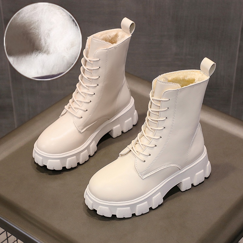 2022 Chunky Platform Ankle Boots for Women Autumn Winter Warm Plush PU