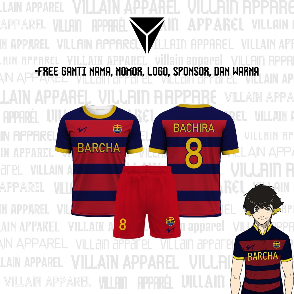 Jersey Futsal & Football Motif VL Replika Anime Fc Barcha Blue Lock ...