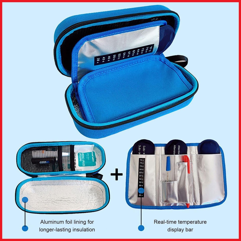 Insulin Travel Case Insulin Cooler Travel Case Insulated Diabetic Bag With 3 Ice Sticks