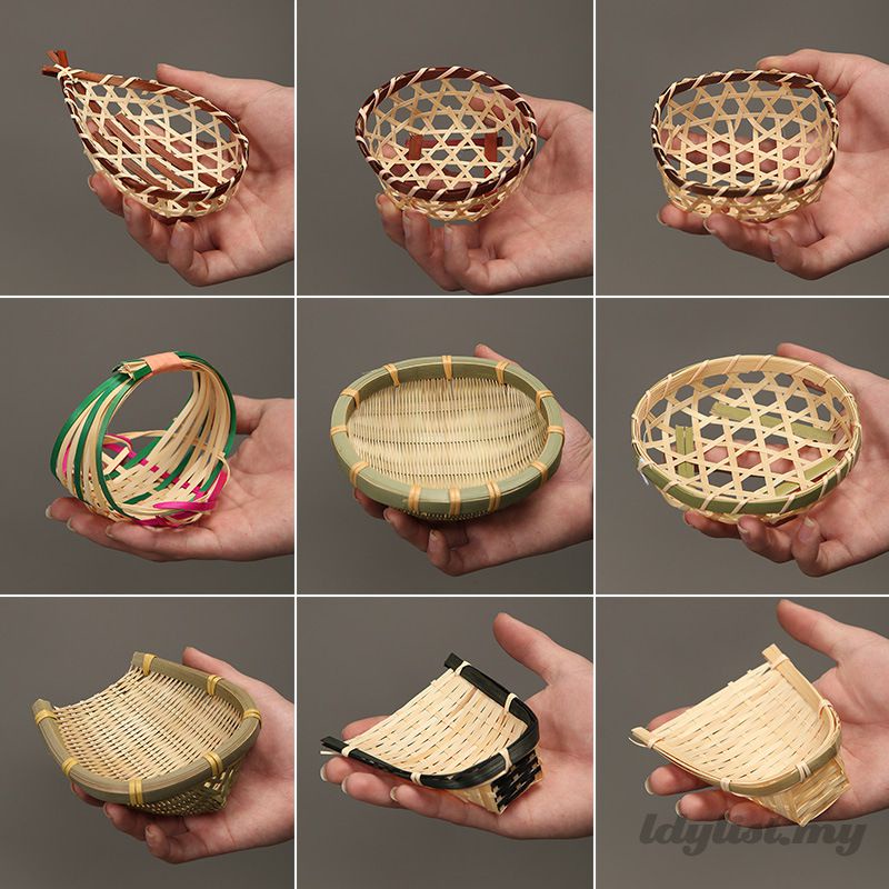 ღ Mini Bamboo Woven Basket Snack Storage Basket Handmade Fruit Tray ...