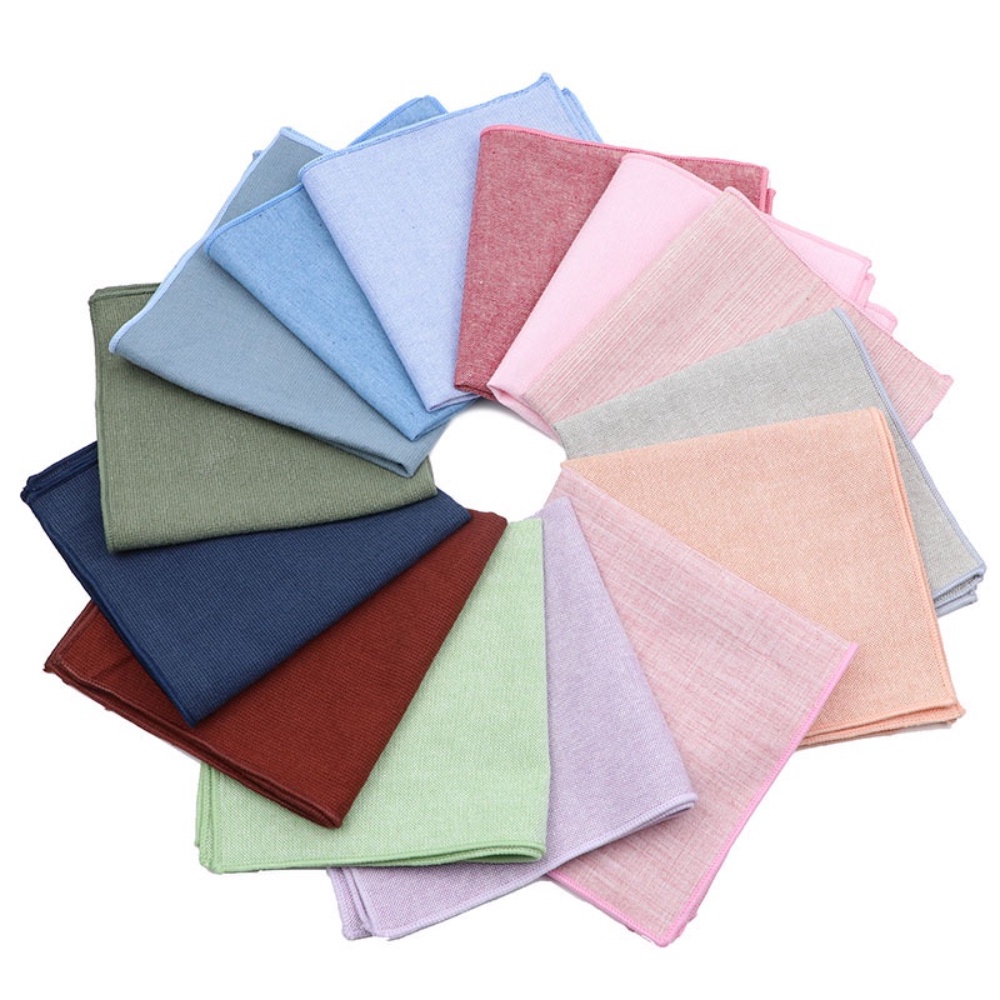 ZONFAZ Solid Color Cotton Handkerchief Unisex Pink Blue Pocket Square ...