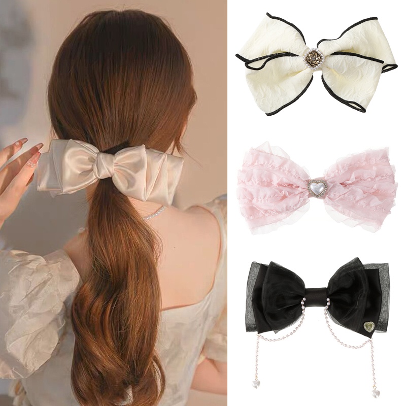 Korean Bow Hair Clip Solid Color Hairpin Girls Fashion Sweet Spring