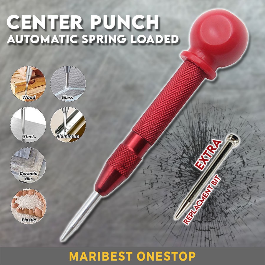 5 Inches Automatic Center Punch Spring Loaded Punch with 1 Replacement ...