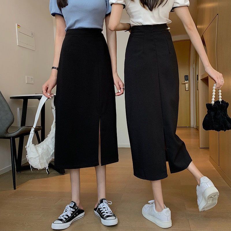 Ready Stock Split Half body Skirt Women s Spring New Korean Version of the Long Section Knee length Skirt A Word Shopee Malaysia