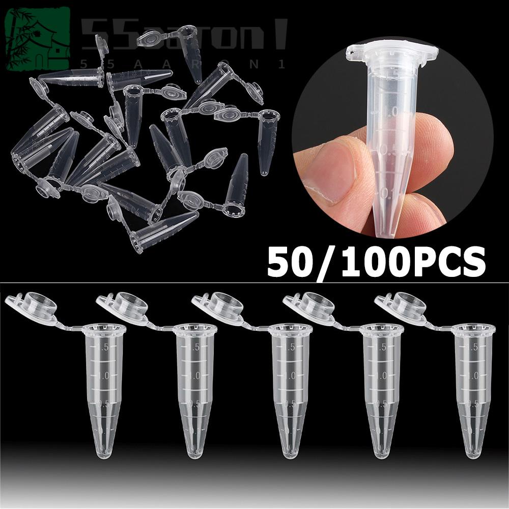 AARON1 50/100Pcs Lab Test Tube Mini Container Centrifuge Tubes With Lid ...