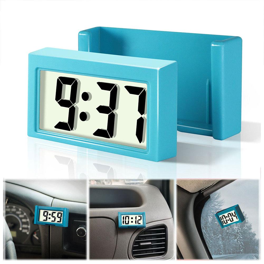 2-Pack Car Digital Clocks – Luminous Dashboard Clock With Adhesive, Quartz & Alloy, Adjustable Time (Black & Blue)