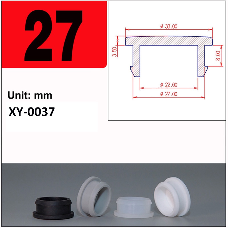 2/5/10Pcs Black Silicone Rubber Snapon Hole Plug 2.5 3 3.5 4 4.5 5 5.5
