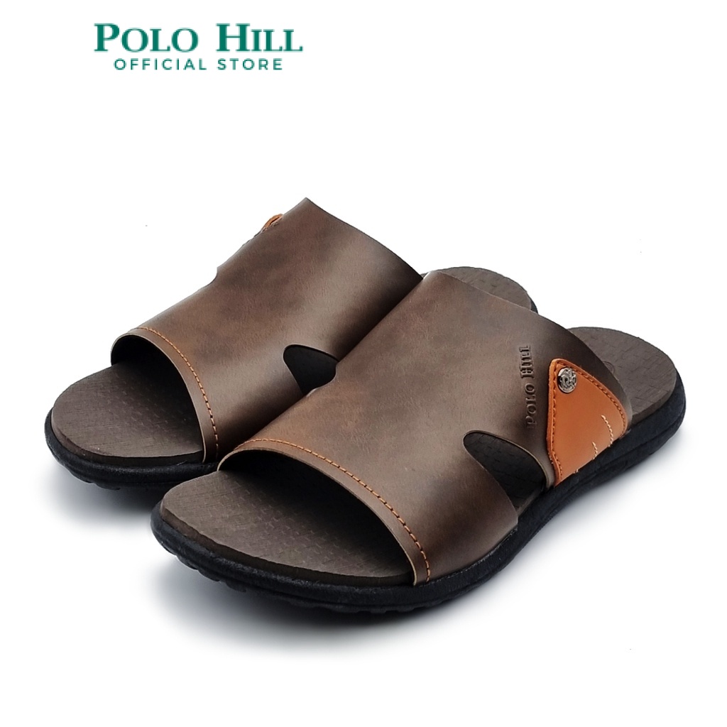 POLO HILL Men Casual Slide Sandals PMSSMS4006 (Black/Brown) Shopee