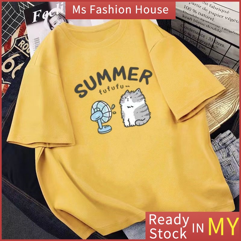 ins Plus size tshirt for women students Korean style Round neck