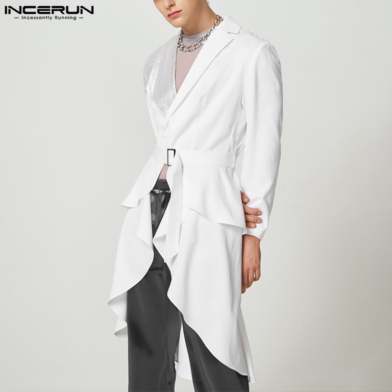 INCERUN Men's fashion flash splicing swallowtail long sleeve suit coat ...