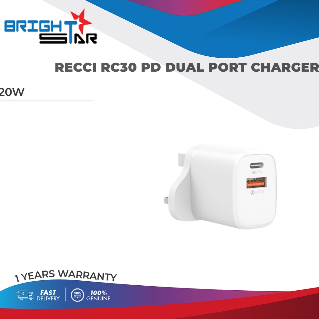 Recci RC30 PD Dual Port Charger (20W) | Shopee Malaysia
