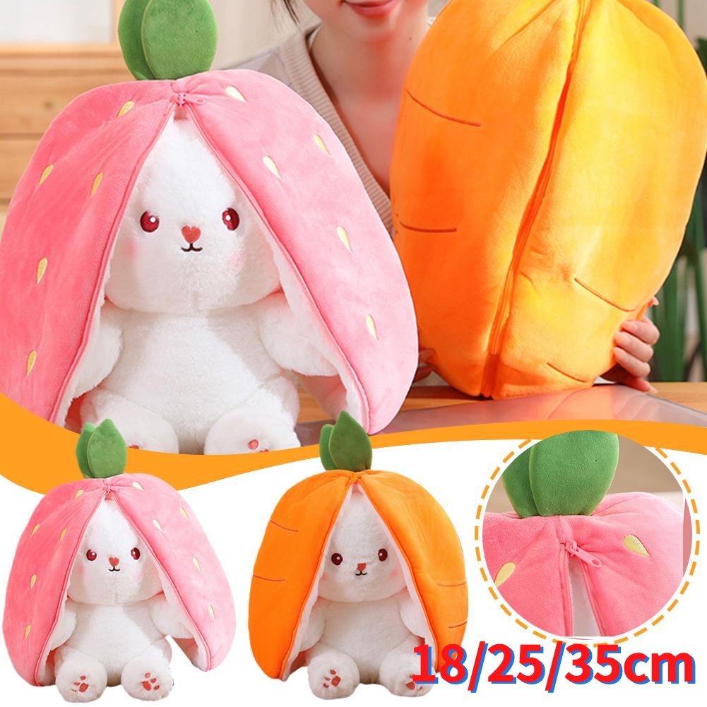 [2-I N-1] TIKTOK 18/25/35cm Strawberry Rabbit Plush, Straw Bunny 2 in 1 ...