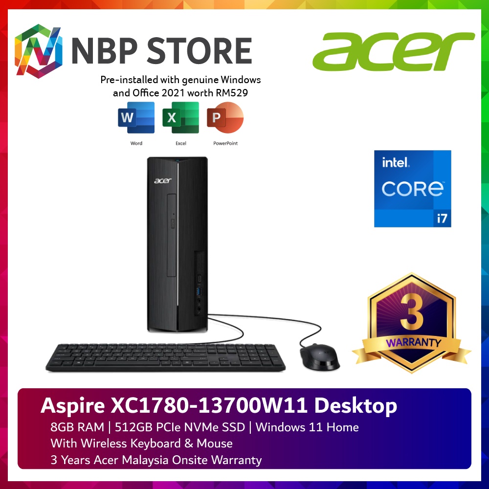 Acer Aspire XC1780-13700W11 Desktop PC ( I7-13700, 8GB, 512GB SSD ...