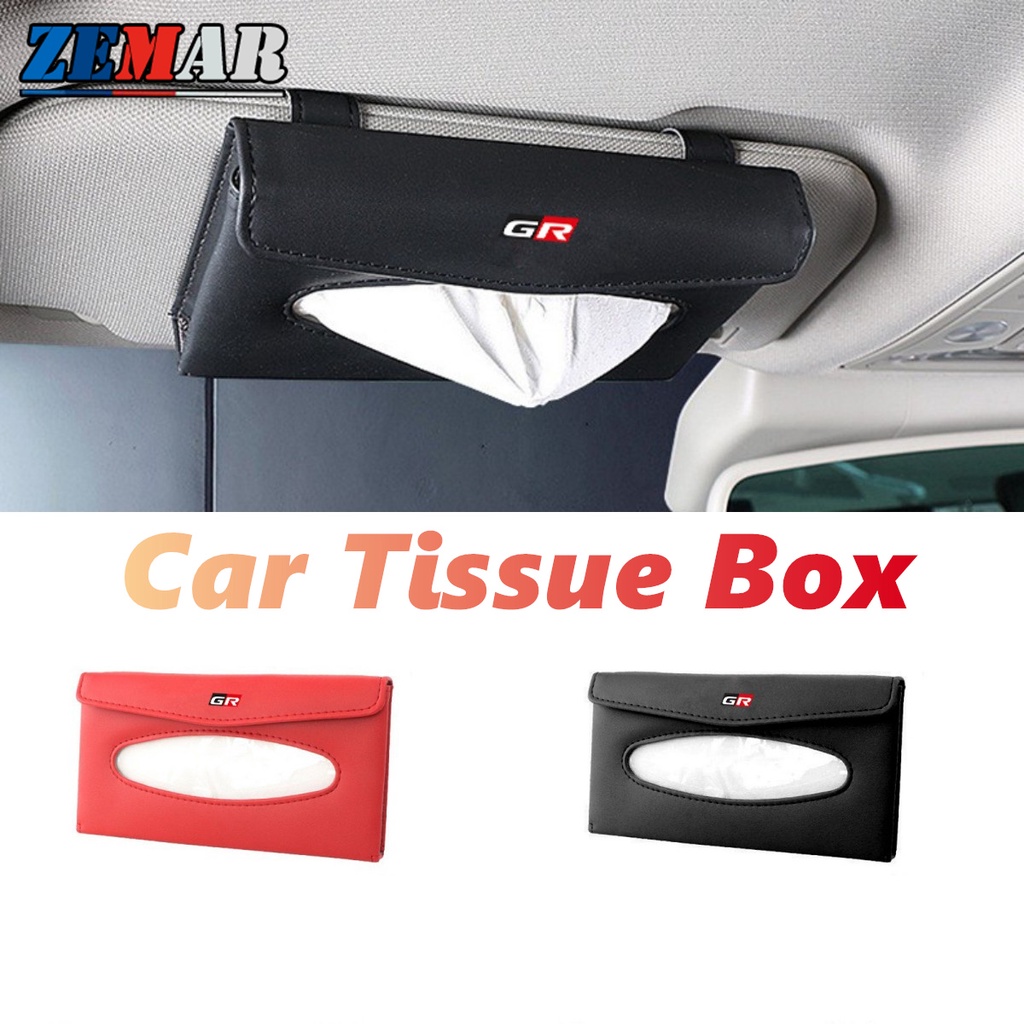 Toyota GR Car Sun Visor Tissue Box Car Tissue Leather Storage Box For ...