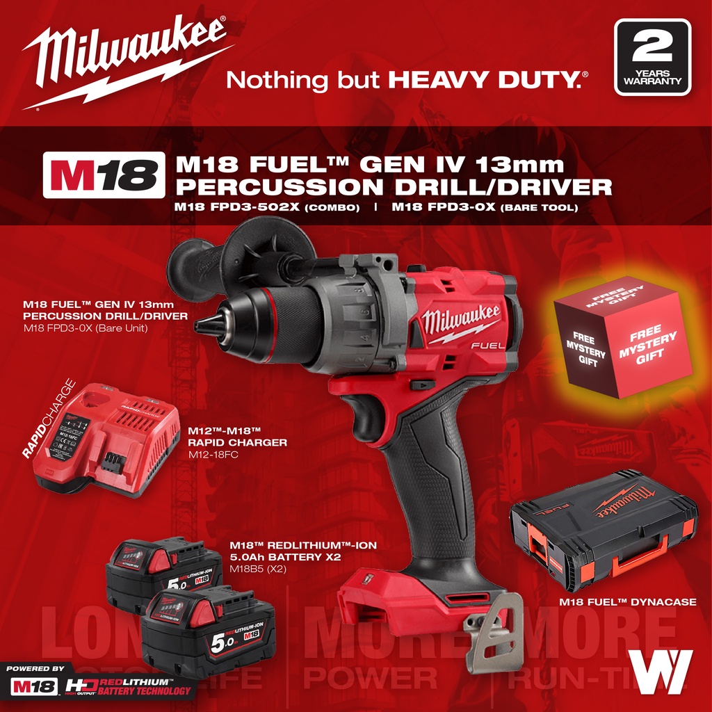 Milwaukee M18 M18 Fpd3 0x0 M18 Fuel Percussion Drill Gen 4 Shopee Malaysia 