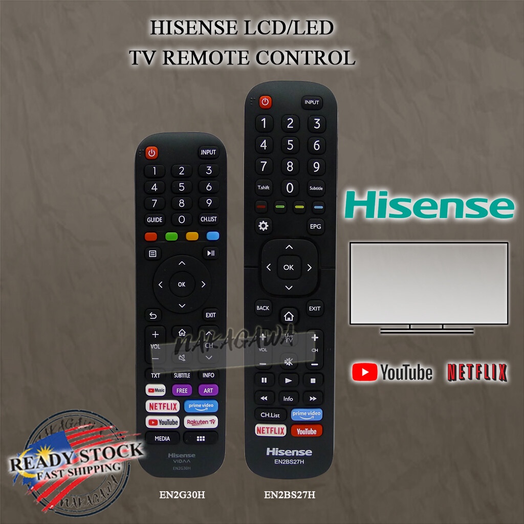 HISENSE LCD/LED SMART TV REMOTE CONTROL EN2BS27H / EN2G30H Shopee