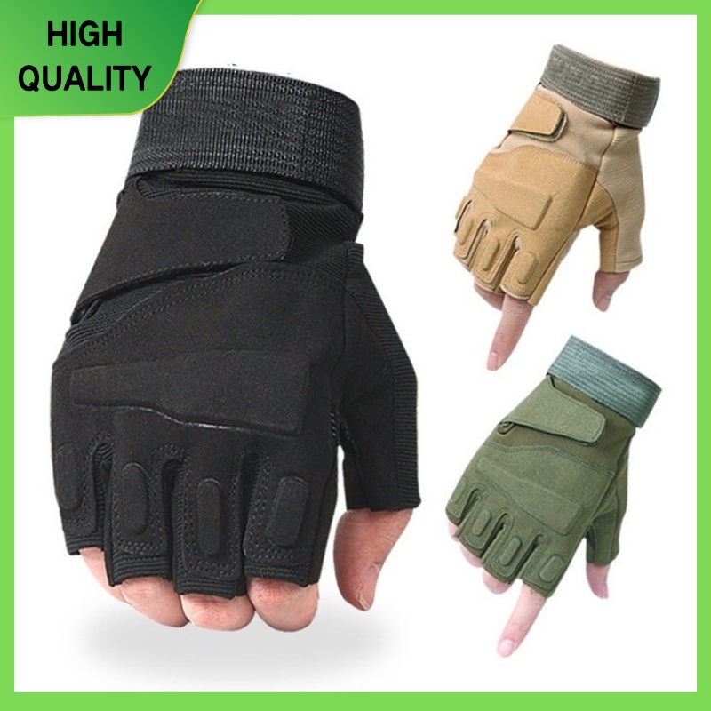 Army Tactical Fingerless Gloves Men Anti-Skid Half Finger Military ...