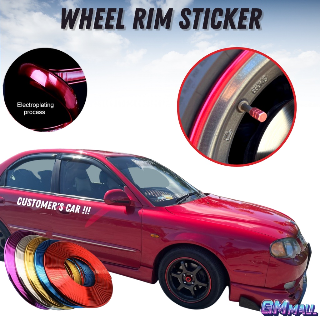 CAR WHEEL RIM STICKER 8Meter Chrome Sticker Tire Tyre Front Lining