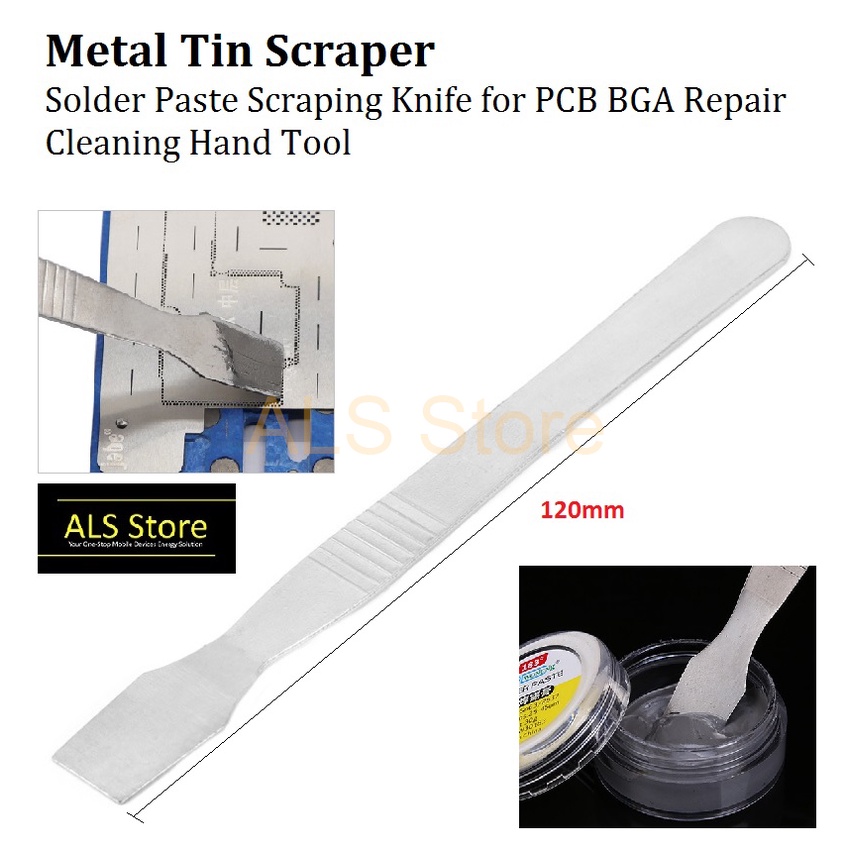 Metal Tin Scraper Solder Paste Scraping Knife for PCB BGA Repair Cleaning Hand Tool 120mm