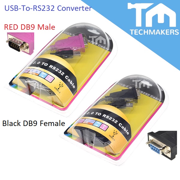 1.5M USB 2.0 to RS232 DB9 Serial (Male Pink Red/Female Black 9 Pin) Converter Cable with PL2303 2303 COM 232 Windows 10