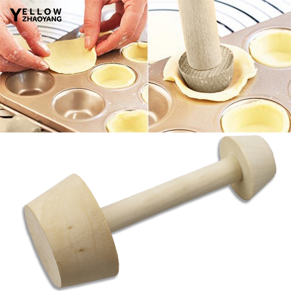 YellWooden Egg Tart Tamper Pastry Pusher Mold Kitchen DIY Baking Cake