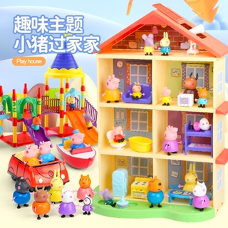 Peppa Pig's Deluxe House Playset Double Sided House + furniture + Boat  Figures