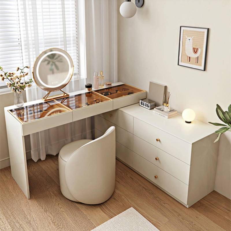 White Dressing Table Wardrobe Drawer Simple Bedside Table Corner ...