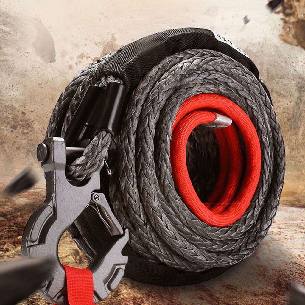LLKQQ 15m Synthetic Winch Rope Tow Car Off Road Trailer Strap Breaking