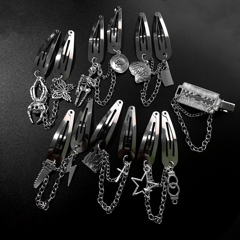 Gothic Gothic Dark Spider Butterfly Skull Hair Clip Vintage Tassel ...