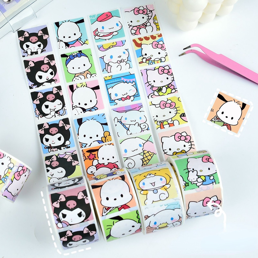 200pcs Sanrio Cartoon Sticker Tape Kuromi Pacha Dog Ania Anime Sticker ...