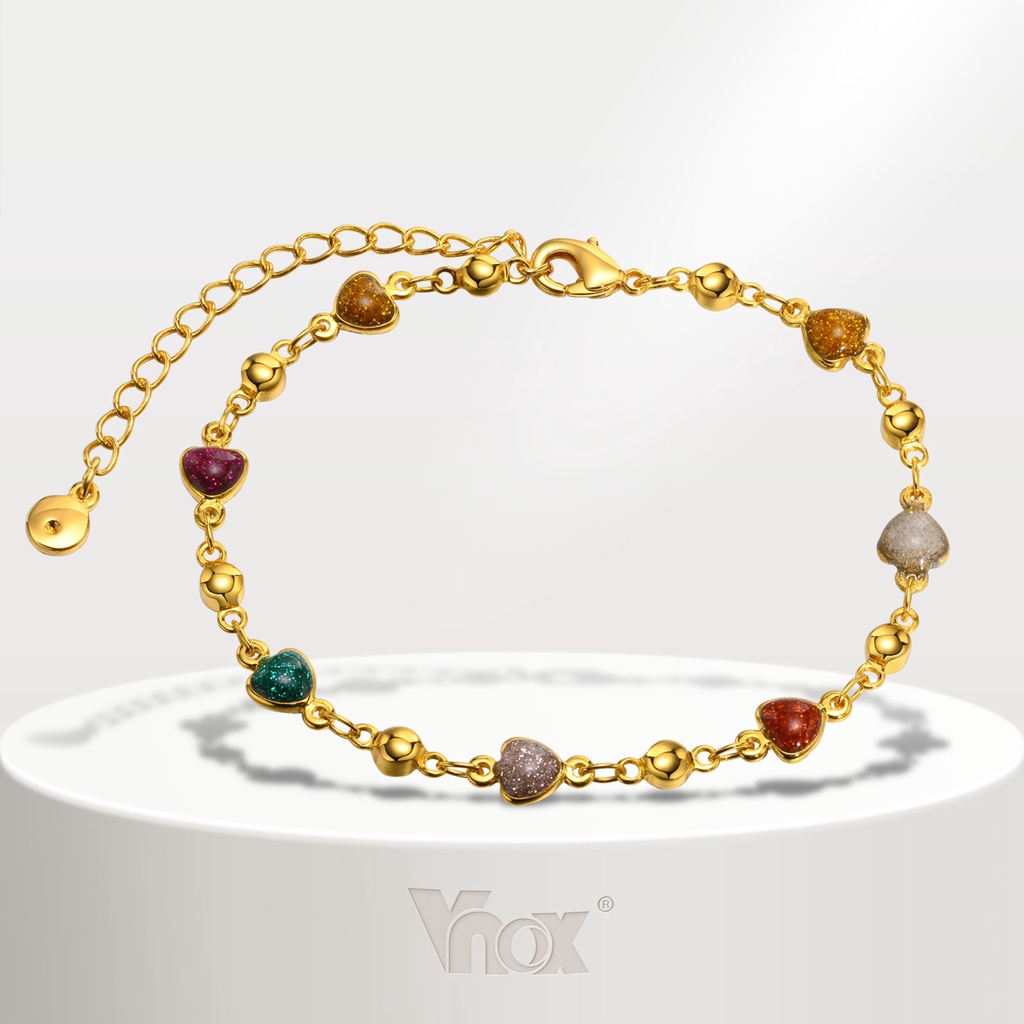 Vnox Gold Sparkling Heart-shaped Bracelet for Women,Colorful Stainless ...
