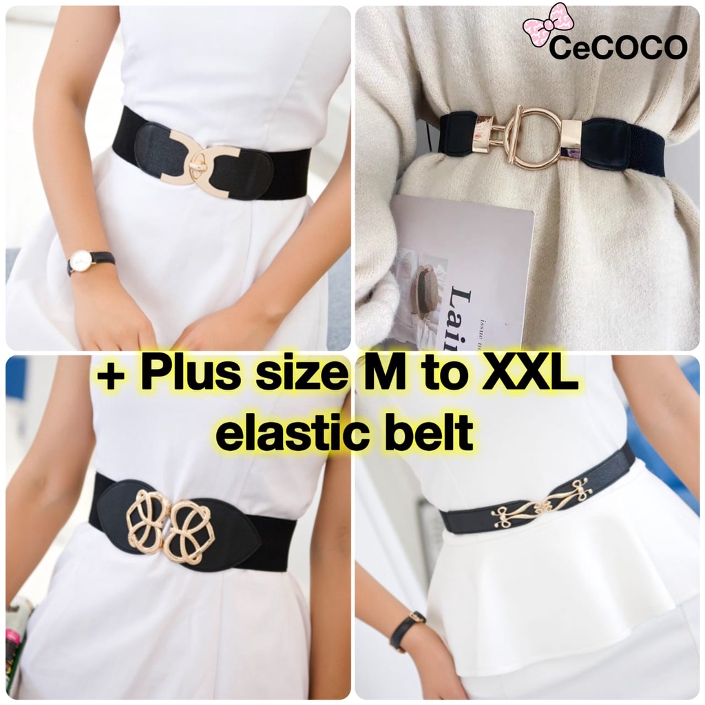 CeCOCO [ + Plus Size Extra Long] Elastic Belt XXL Big Size Trendy Fashion  Design Women Belt Extra Size Belt Long Dinner