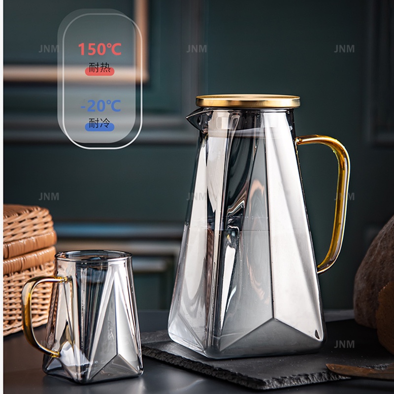Smoke Gray Glass Water Pitcher Water Jug Largecapacity Heatresistant Glass Teapot Cold Kettle